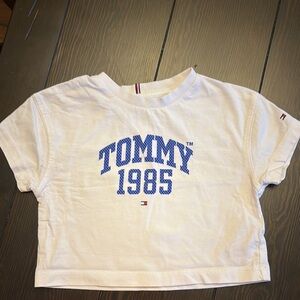 Tommy Hilfiger White and Blue Short Sleeve Tee